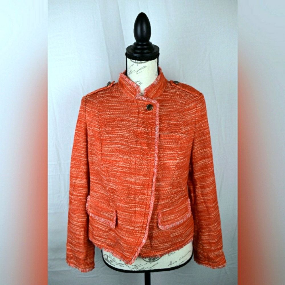 Chicos Zip Down Blazer Orange Size 0